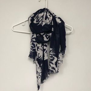 Tori Richard Navy and White Floral Scarf